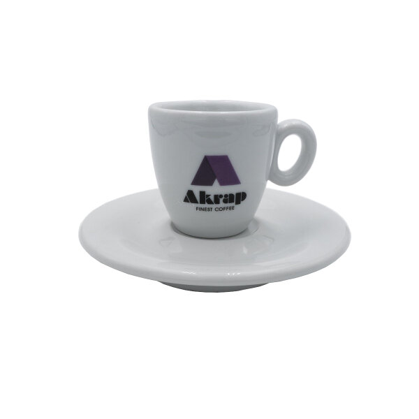 Espresso Tasse mit Untertasse Akrap Logo