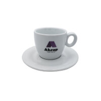 Cappuccino Tasse mit Untertasse Akrap Logo